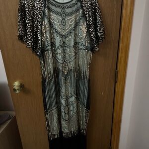 Black and Silver Sequin 20s style dress